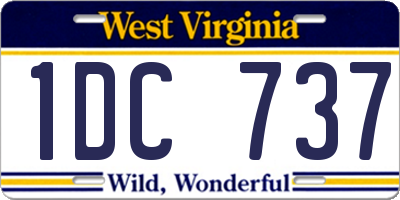 WV license plate 1DC737
