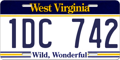 WV license plate 1DC742