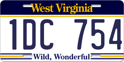 WV license plate 1DC754