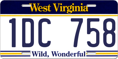 WV license plate 1DC758