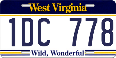 WV license plate 1DC778