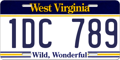 WV license plate 1DC789