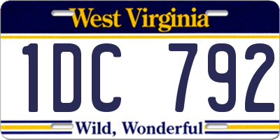WV license plate 1DC792