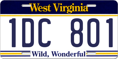WV license plate 1DC801