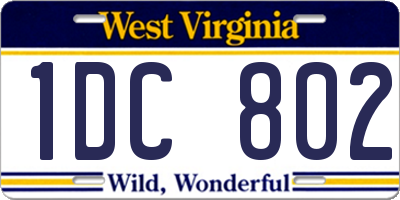 WV license plate 1DC802