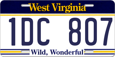 WV license plate 1DC807