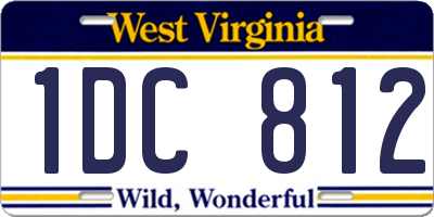 WV license plate 1DC812