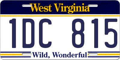 WV license plate 1DC815