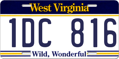WV license plate 1DC816