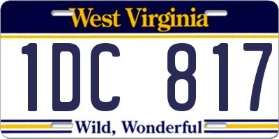 WV license plate 1DC817