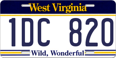 WV license plate 1DC820