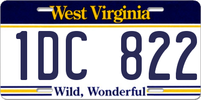 WV license plate 1DC822