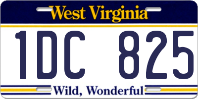 WV license plate 1DC825