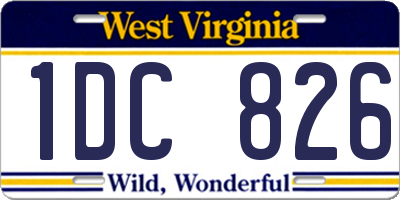 WV license plate 1DC826
