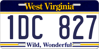 WV license plate 1DC827