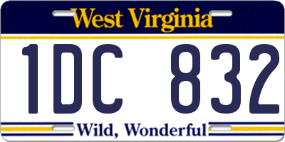 WV license plate 1DC832