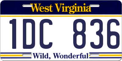 WV license plate 1DC836