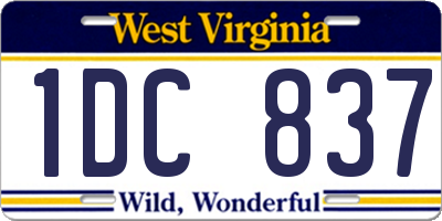 WV license plate 1DC837