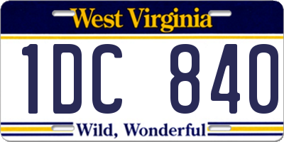 WV license plate 1DC840