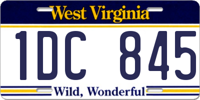 WV license plate 1DC845