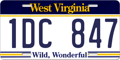 WV license plate 1DC847