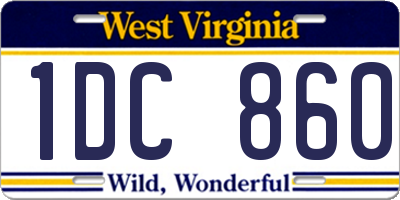 WV license plate 1DC860