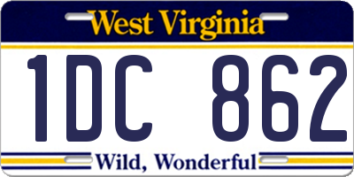 WV license plate 1DC862
