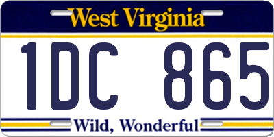 WV license plate 1DC865