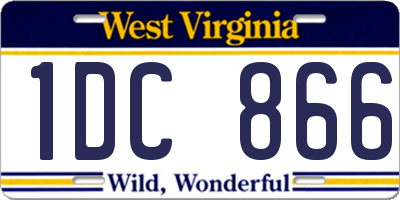 WV license plate 1DC866