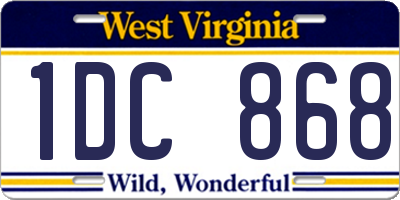 WV license plate 1DC868