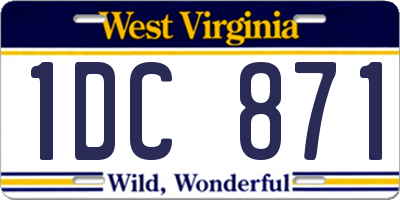 WV license plate 1DC871