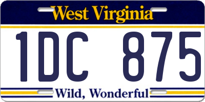 WV license plate 1DC875