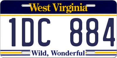 WV license plate 1DC884