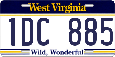 WV license plate 1DC885