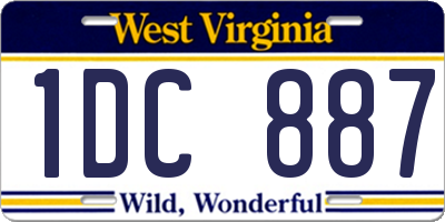 WV license plate 1DC887