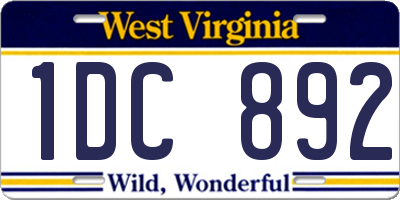 WV license plate 1DC892