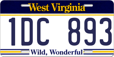 WV license plate 1DC893