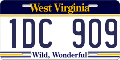 WV license plate 1DC909