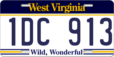 WV license plate 1DC913