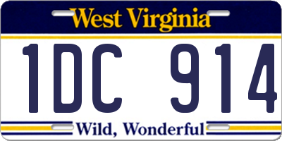 WV license plate 1DC914