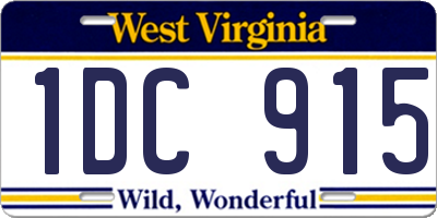 WV license plate 1DC915