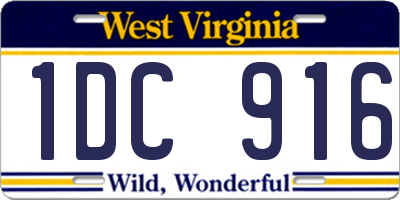 WV license plate 1DC916