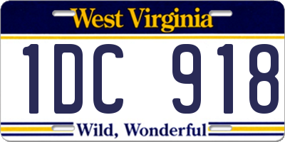 WV license plate 1DC918