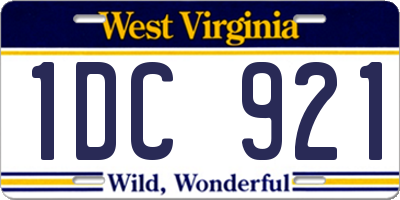 WV license plate 1DC921