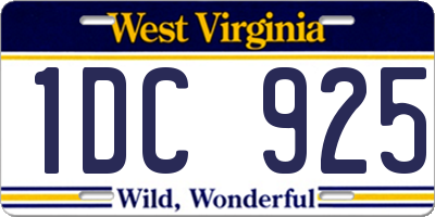 WV license plate 1DC925