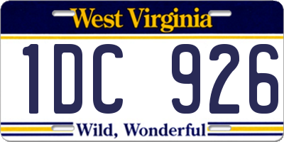 WV license plate 1DC926