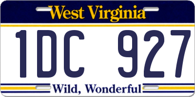 WV license plate 1DC927