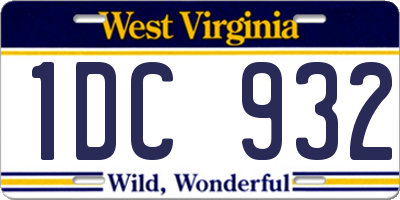 WV license plate 1DC932