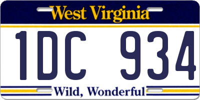 WV license plate 1DC934