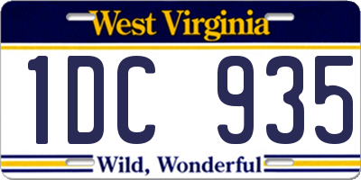 WV license plate 1DC935